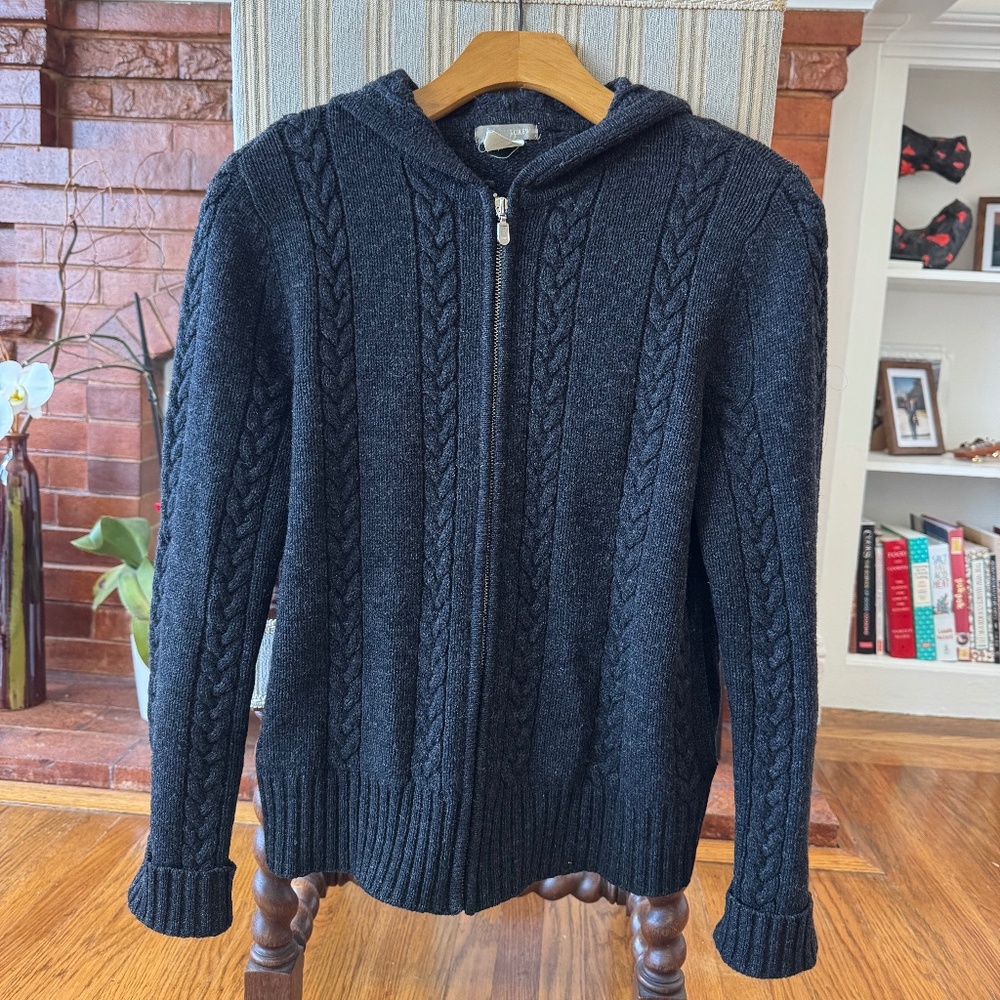 JCrew Wool Cable Knit Sweater Cardigan